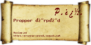 Propper Árpád névjegykártya